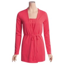 Kinross Cotton Cardigan Sweater - Wrap Style, Double-Roll Trim (For Women) in Coral - Closeouts