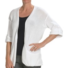 Kinross Cotton Twist Pocket Cardigan Sweater - 3-Ply, 14-Gauge, 3/4 Sleeve (For Women) in Canvas - Closeouts