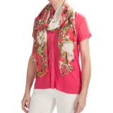 Kinross Field of Poppies Print Scarf - Silk-Wool (For Women)