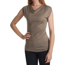 Kinross Lightweight Luxe Drape Neck Shirt - Modal-Cashmere, Short Sleeve (For Women) in Twine - Closeouts
