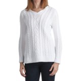 Kinross Luxe Cable Hoodie Sweater - 3-Ply, 14-Gauge Cotton (For Women)