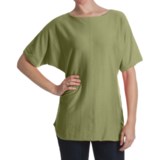 Kinross Luxe Cotton Rounded Hem Pullover - 2-Ply, 14-Gauge, Short Sleeve (For Women)