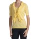 Kinross Luxe Ruffled Crop Cardigan Sweater- 14-Gauge Cotton, Short Sleeve (For Women)