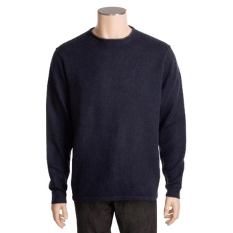 Kinross Plaited Jersey Sweater - Cashmere, Rolling Crew Neck (For Men) in Midnight/Charcoal