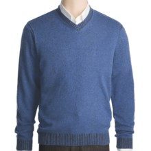 Kinross Plaited Jersey Sweater - Cashmere, V-Neck (For Men) in Loch Blue/Charcoal - Closeouts