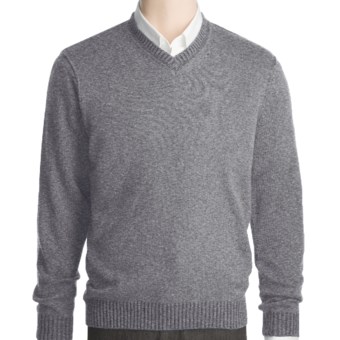 Kinross Plaited Jersey Sweater - Cashmere, V-Neck (For Men) in Zinc/Charcoal