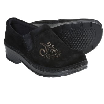 Klogs Naples Clogs - Suede, Closed Back (For Women) in Black Suede Scroll