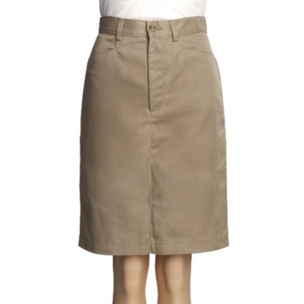 Knee-Length Pencil Skirt - Front Zip (For Women) in British Khaki