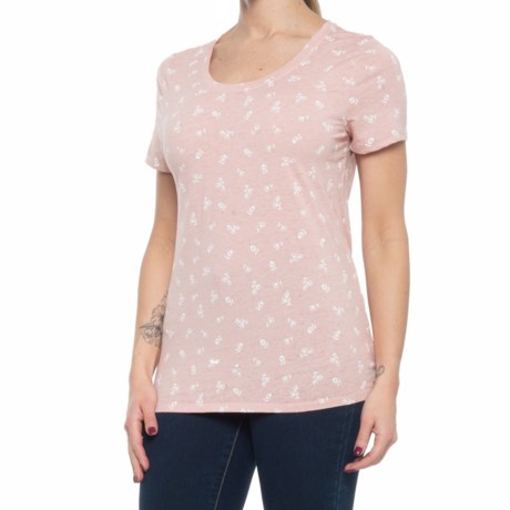 CandC California Knit Print T-Shirt - Short Sleeve (For Women) - MISTY ROSE (S )