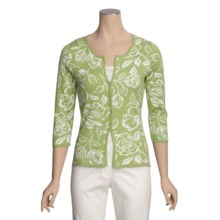 Knits with a Twist Rose Cardigan Sweater - Pima Cotton (For Women) in Grass/Ivory - Closeouts