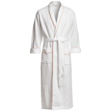 Koni Contrast Kimono Robe - Long Sleeve (For Men and Women) in White W/Orange - Closeouts