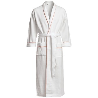 Koni Contrast Kimono Robe - Long Sleeve (For Men and Women) in White W/Orange