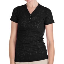 Kuhl Flora Burnout Henley Shirt - Short Sleeve (For Women) in Black - Closeouts