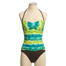 La Blanca by Rod Beattie Hola Ombre Bandeau Swimsuit - 1-Piece (For Women) in Teal Print - Closeouts