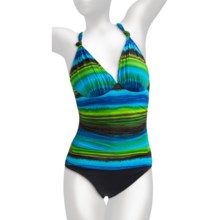 La Blanca by Rod Beattie Mio Swimsuit - 1-Piece, Push-Up (For Women) in Rainbow Royal Blue - Closeouts