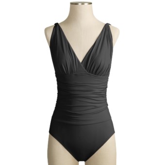 La Blanca by Rod Beattie Roman Holiday Swimsuit - Shirred Front, 1-Piece (For Women) in Black