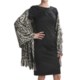 La Fiorentina Animal Print Wrap with Rabbit Fur Fringe - Reversible, Wool (For Women)