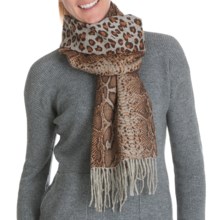La Fiorentina Reversible Wool Scarf - Animal Print, Paisley (For Women) in Beige Snake - Closeouts