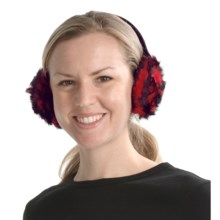 La Fiorentina Rosette Earmuffs - Rabbit Fur (For Women) in Red/Black - Closeouts