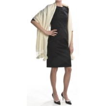 La Fiorentina Wool Wrap - Rabbit Fur Pompoms (For Women) in Ivory - Closeouts