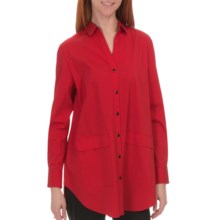 Lafayette 148 New York Anders Shirt - Italian Stretch Cotton, Long Sleeve (For Women) in Rouge - Closeouts