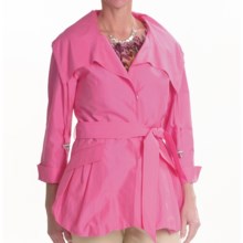Lafayette 148 New York Archer Ocean Drive Coat - Cotton-Silk, 3/4 Sleeve (For Women) in Azalea - Closeouts