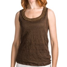 Lafayette 148 New York Crinkled Linen Tank Top - Beaded Neckline (For Women) in Coconut Melange - Closeouts