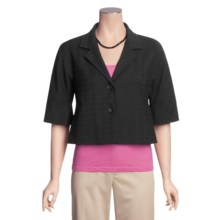 Lafayette 148 New York Cropped Jacket - Cotton, Notched Collar, 3/4 Sleeve (For Women) in Black - Closeouts