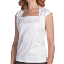 Lafayette 148 New York Giada Embroidered Shirt - Interlock Cotton, Short Sleeve (For Women) in White - Closeouts