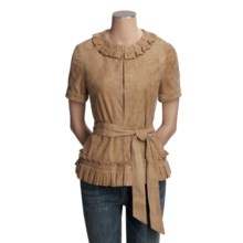 Lafayette 148 New York Goat Suede Karina Jacket - Short Sleeve (For Women) in Sahara - Closeouts