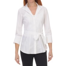 Lafayette 148 New York Leila Blouse - Italian Stretch Cotton, 3/4 Sleeve (For Women) in White - Closeouts