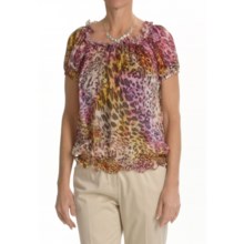Lafayette 148 New York Marquis Blouse - Short Sleeve (For Women) in Spectrum Multi - Closeouts