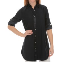 Lafayette 148 New York Matte Silk Jaycee Blouse - Long Sleeve (For Women) in Ink - Closeouts