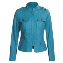Lafayette 148 New York Metropolitan Jacket - Band Collar, Zip Front (For Women) in Parrot Blue - Closeouts