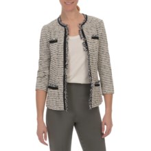 Lafayette 148 New York Palermo Parallel Weave Jacket - 3/4 Sleeve (For Women) in Khaki Multi - Closeouts