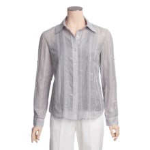 Lafayette 148 New York Shimmer Stripe Shirt - Long Button-Up Sleeve (For Women) in Rain - Closeouts
