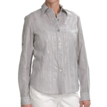 Lafayette 148 New York Shimmer Stripe Shirt - Long Sleeve (For Women) in Rain - Closeouts
