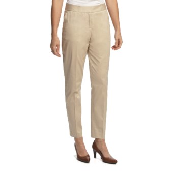 Lafayette 148 New York Stretch Sateen Pants - Slim Leg (For Women) in Stone