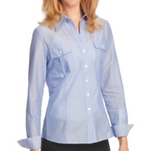 Lafayette 148 New York Watermill Stripe Shirt - Long Sleeve (For Women) in Ox Blue - Closeouts