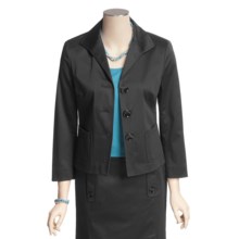 Lafayette 148 New York Wing Collar Jacket - Stretch Cotton Sateen (For Women) in Black - Closeouts