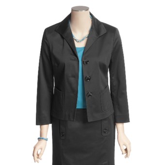 Lafayette 148 New York Wing Collar Jacket - Stretch Cotton Sateen (For Women)