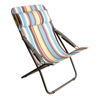 Lafuma Transabed XL Folding Lounge Chair - Batyline® Stripes in Ibaia