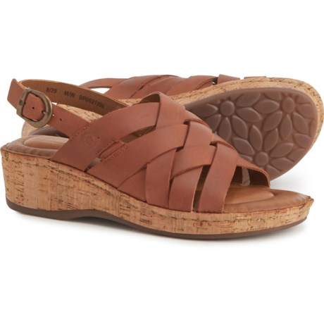 Born Laila Wedge Sandals - Leather (For Women) - Brown (10 )