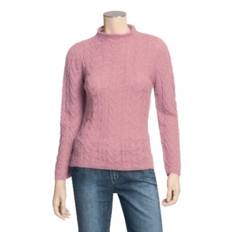 L'Alpaca by Balbianello Cable Sweater - Baby Alpaca, Mock Neck (For Women) in Pink