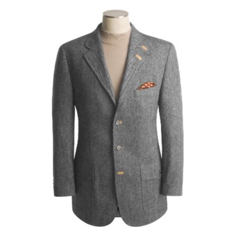 Lambourne Herringbone Action Back Jacket - Shetland Wool (For Men) in Charcoal/Black