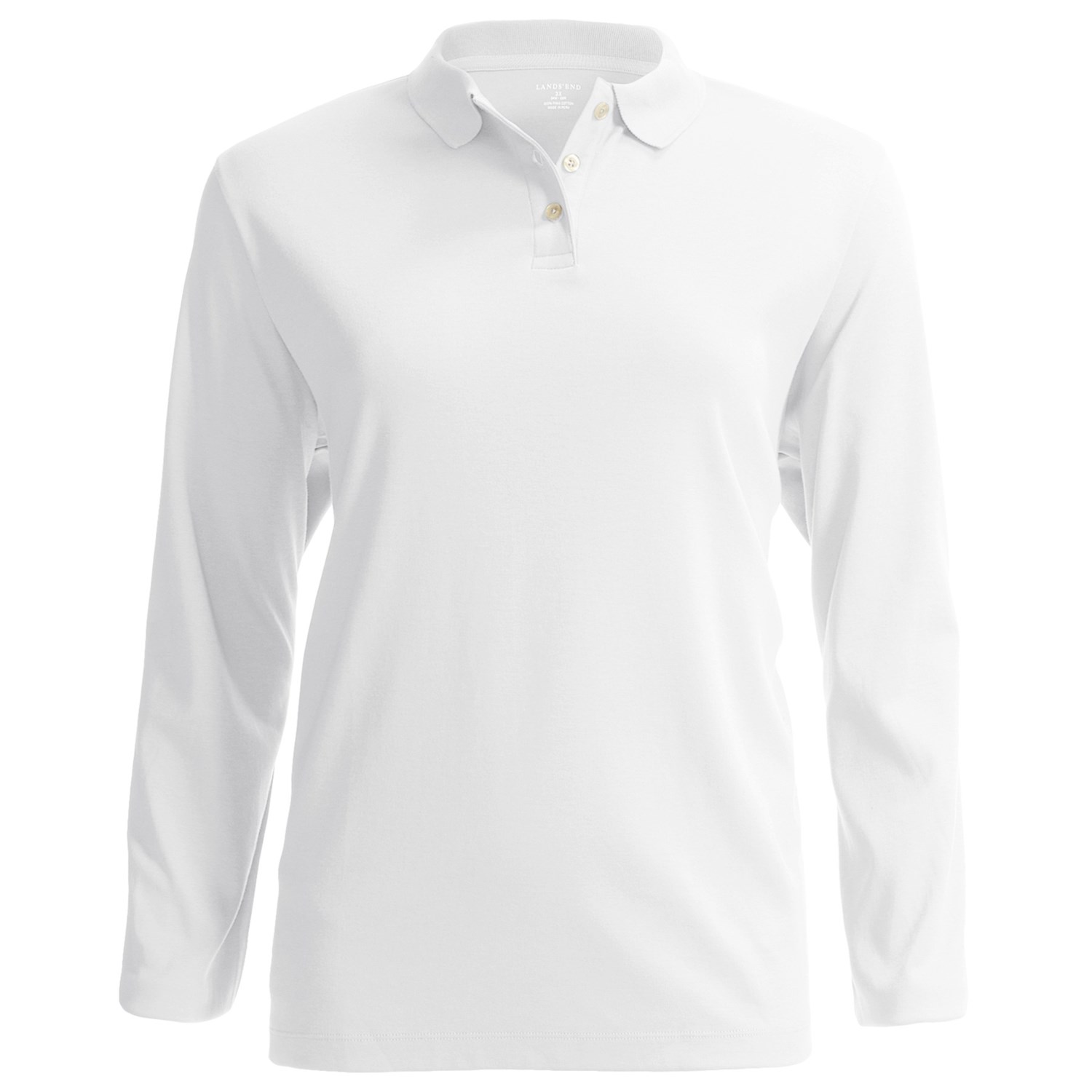 Lands’ End Peruvian Pima Cotton Polo Shirt Long Sleeve (For Plus Size