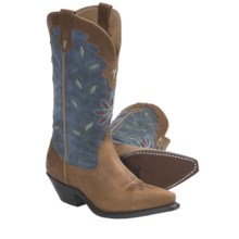 Laredo Cutout Leather Cowboy Boots - Snip Toe (For Women) in Taffy - Closeouts