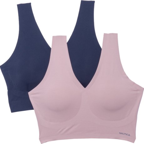 Nautica Laser-Cut Lounge Wire-Free Bra - 2-Pack (For Women) - NOCTURNAL NAVY/SOFT TAUPE (S )