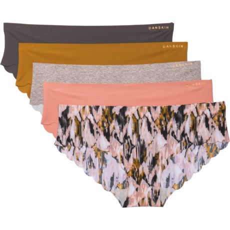Danskin Laser Scalloped Panties - 5-Pack, Hipster (For Women) - DS ABSTRACT TIE DYE RIVER ROCK/MAGNETIC/COPPERY BL (M )