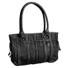 Latico Candy Stripe Bag - Nappa Leather, Drawstring  in Black - Closeouts